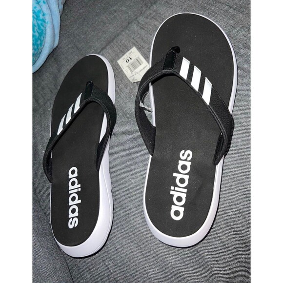 Adidas Men\'s Comfort Flip Flop black slippers EG2069 white and black main image 4